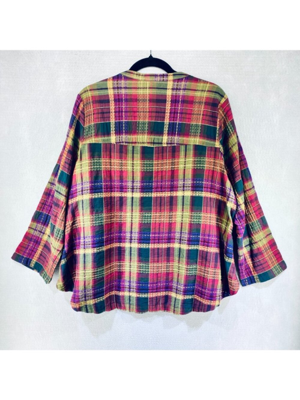 Habitat Top Womens M Multicolor Cotton Blend Plaid Blouse Sustainable Boho - Picture 7 of 12